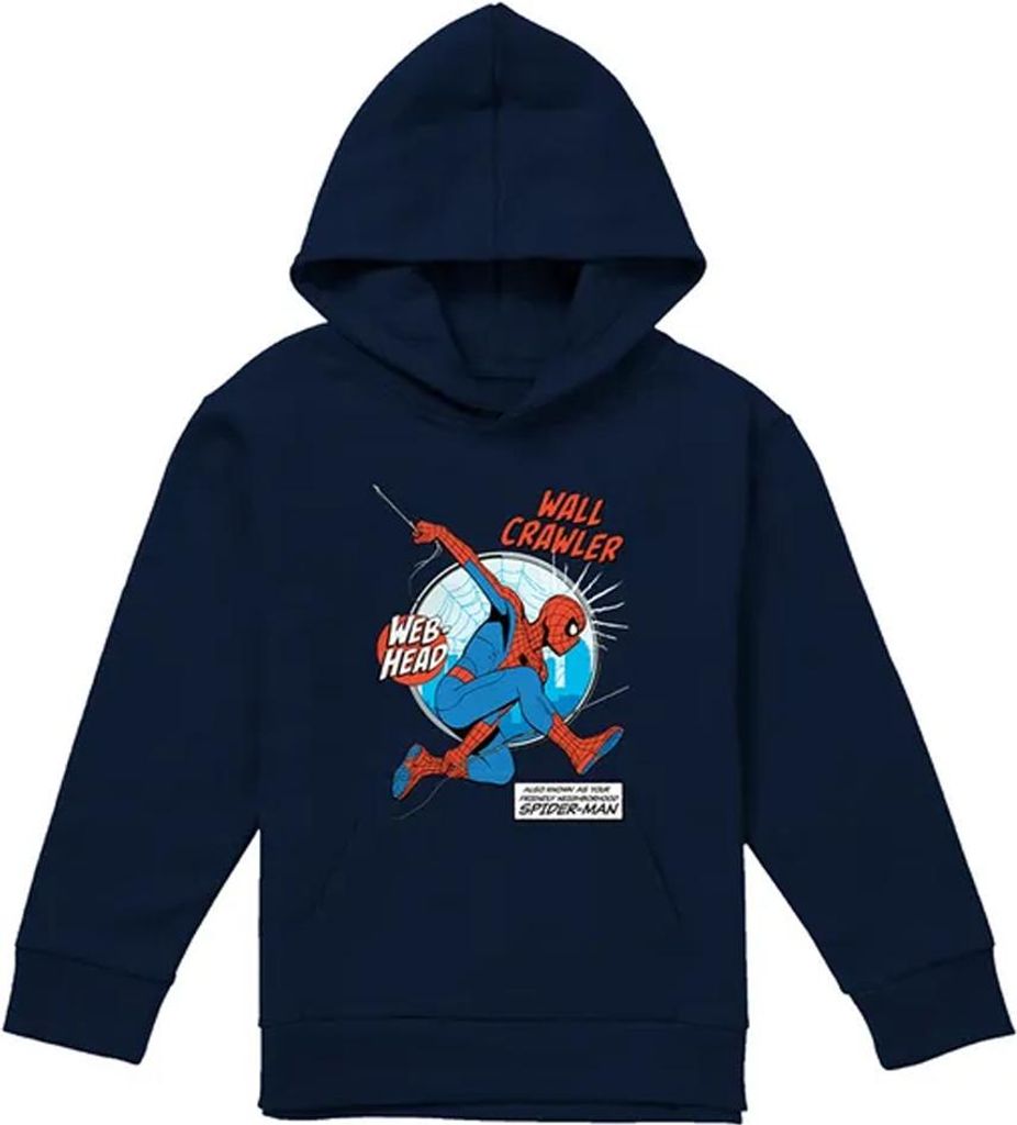 Spider-Man - "Friendly Neighborhood Wall Crawler" Kapuzenpullover für Kinder, Zum Überziehen TV23310 (128) (Marine)