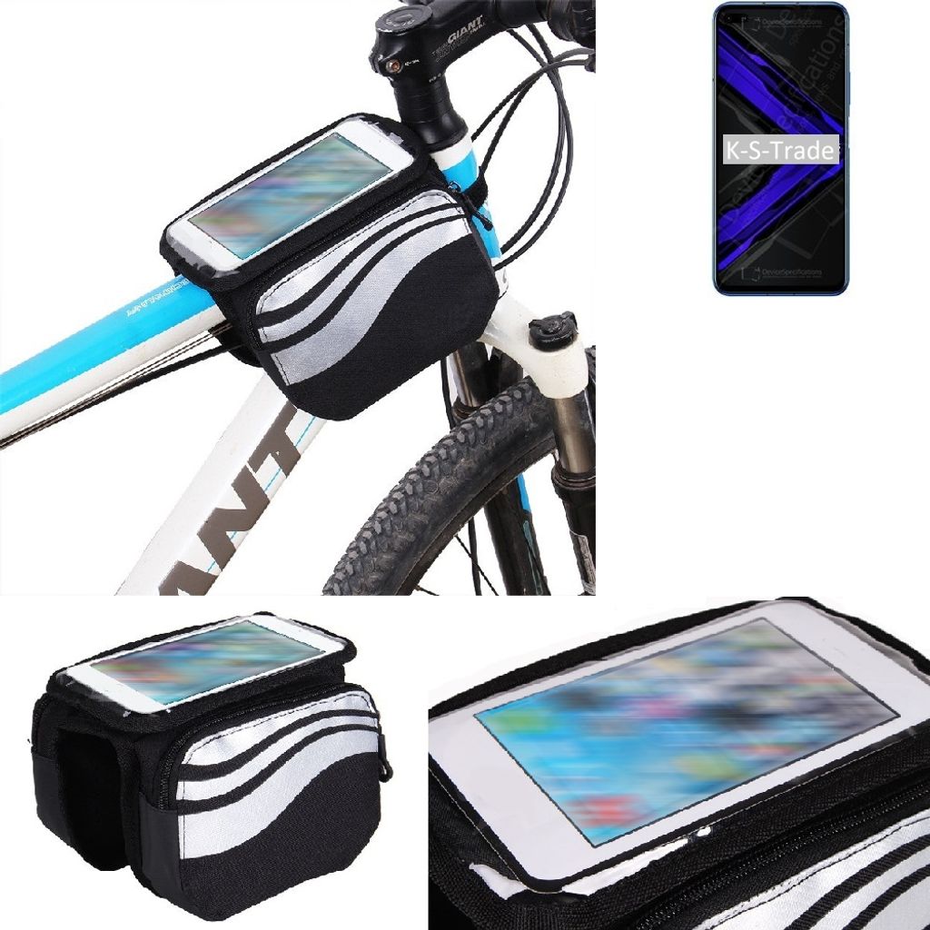 K-S-Trade Rahmentasche Fahrrad-Halterung kompatibel mit Huawei Honor Play 4 Pro Rahmenhalterung Fahrrad Handyhalterung Fahrradtasche Handy Smartphone