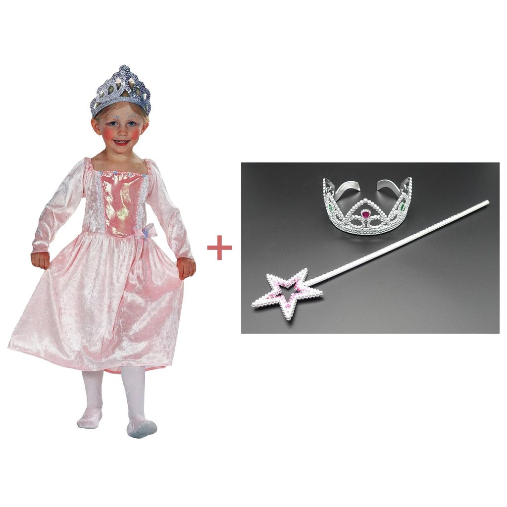 Kinder Prinzessin Kostüm mit Krone & Stab / Größe: 104 Produktbild 