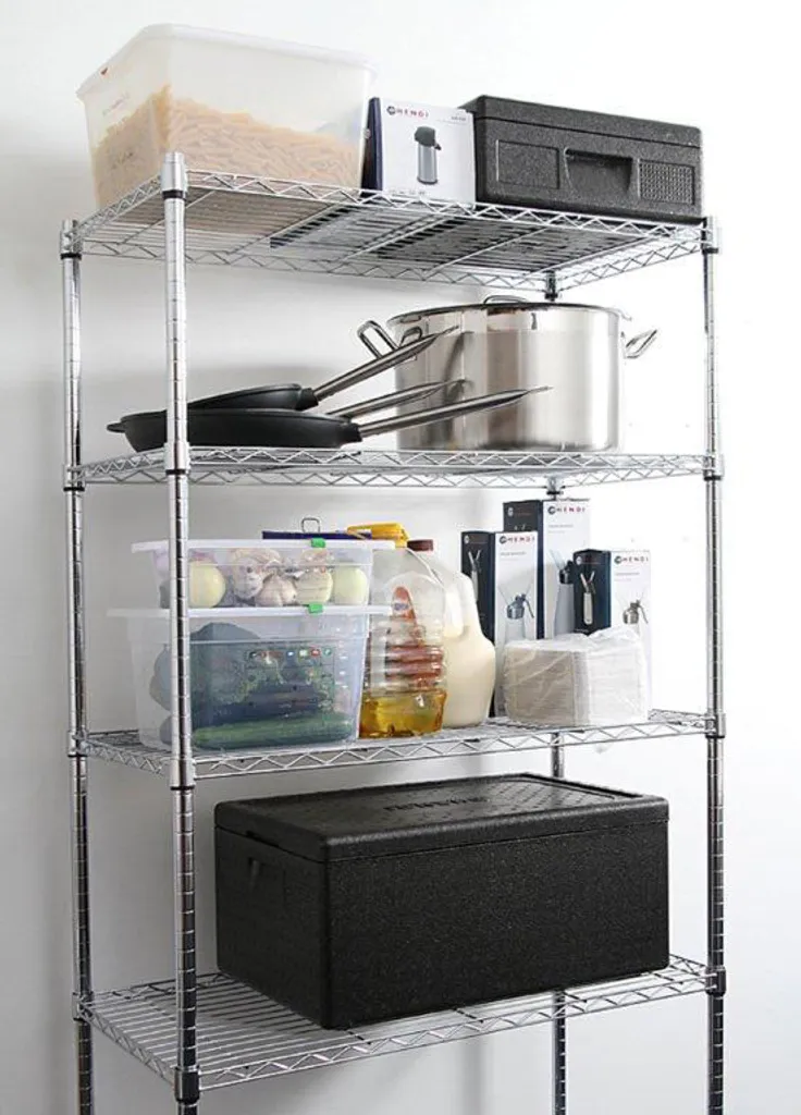 Scaffale Design Industriale HENDI 5 Ripiani 91x45x183cm Acciaio Cromato - 7