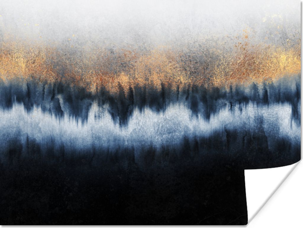 MuchoWow Poster Abstrakt - Gold - Luxus - Blau 80x60 cm - Kunst für zu Hause
