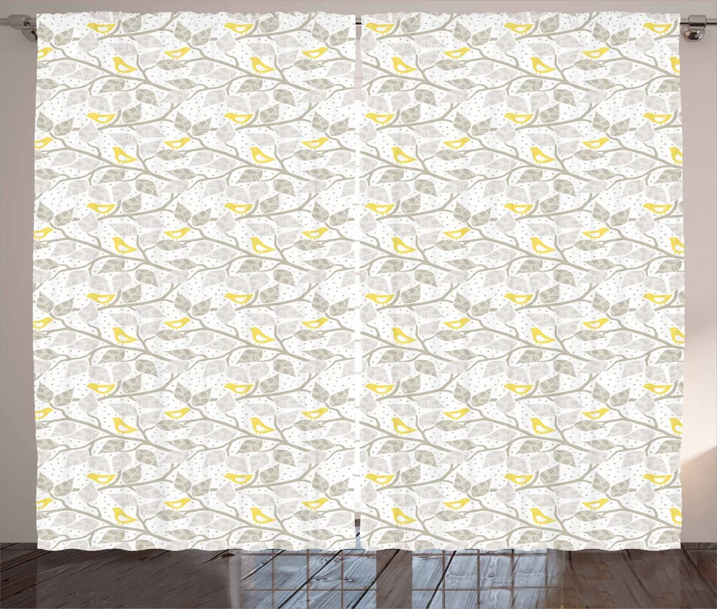 Tenda Lavabile ABAKUHAUS Uccelli e Foglie 280x245 cm Soggiorno