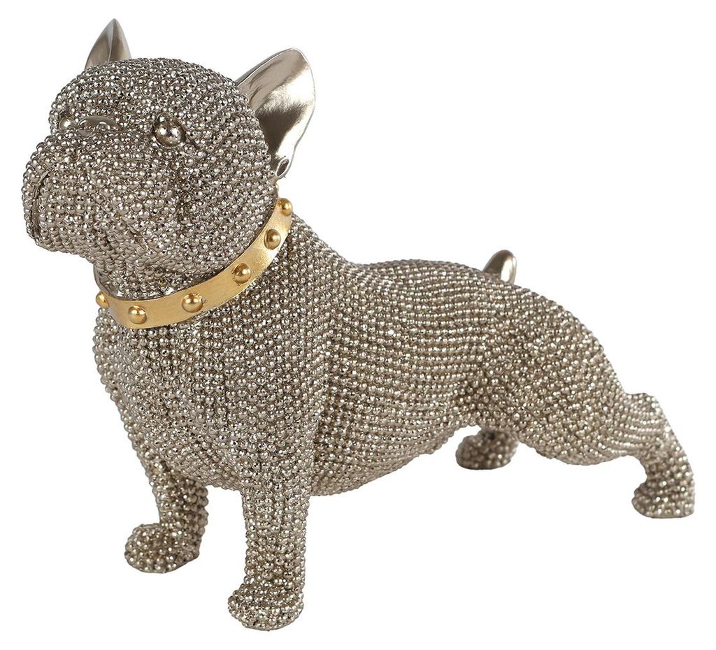 Cairn Terrier Figur glitzernd gold Polystone Dekoration 22x9x17cm