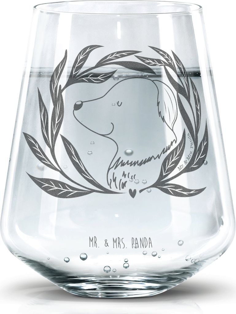 Mr. & Mrs. Panda Wasserglas Hund Blumen - Transparent - Geschenk, Niedlich, Hunde, Trinkgefäß, Glas, Sprüche, Hundeliebe, Becherglas, Tumbler