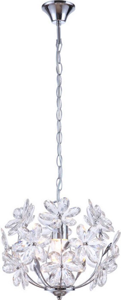 Hängeleuchte, Chrom, Blüten Design klar, 34 cm