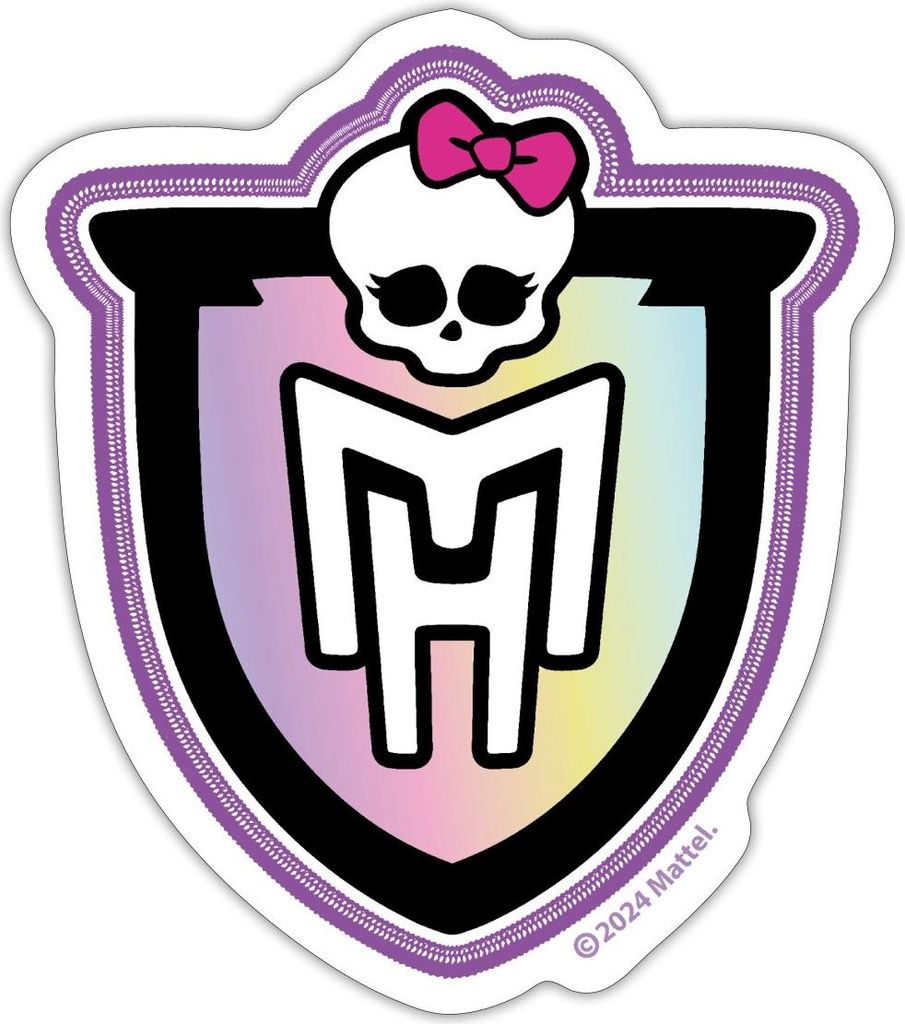 Spreadshirt Monster High Logo Mit Totenkopf Sticker Aufkleber, 10 x 10 cm, Mattweiß