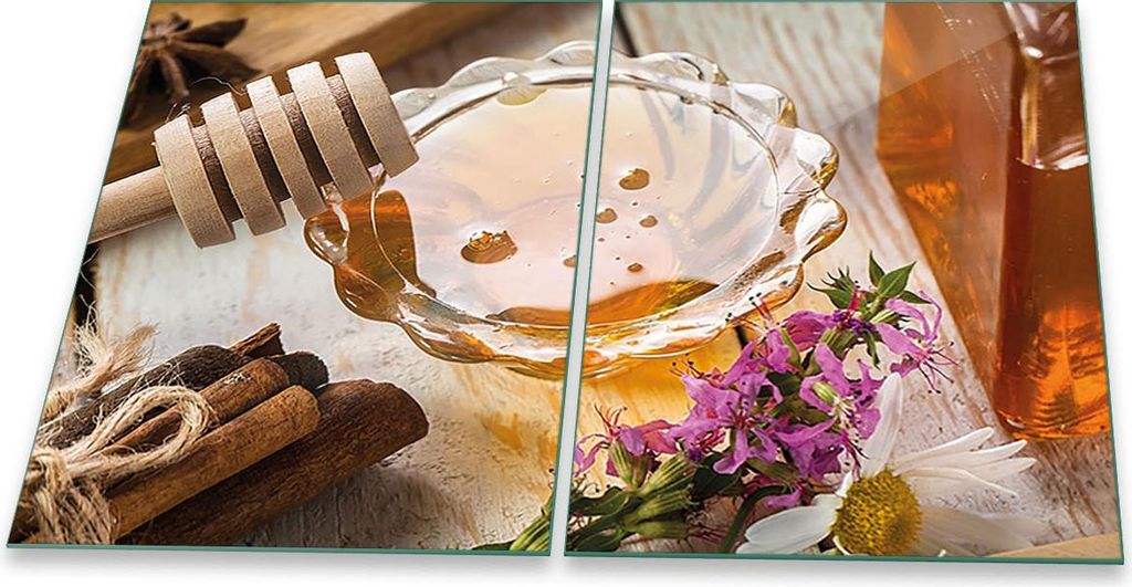 Herdabdeckplatten Spritzschutz Glas Universal 2-Teilig 2x40x52 Blumen Violett