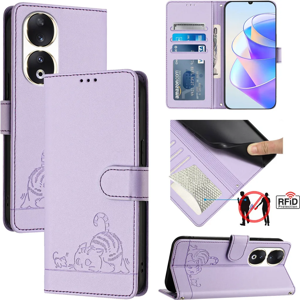Honor 90 Cover Viola Gatto: Protezione Completa per Tutta la Famiglia