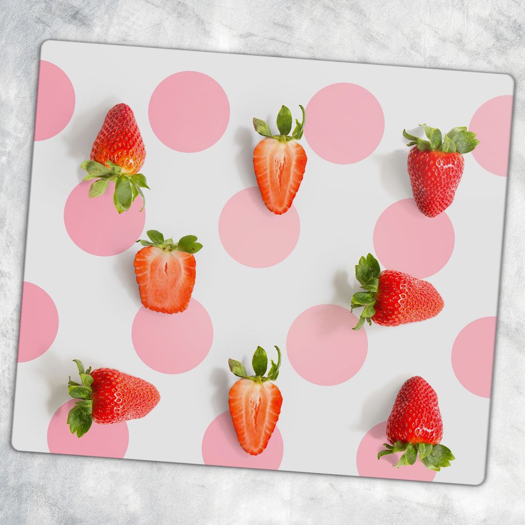 Glas-Herdabdeckplatten Ceranfeldabdeckung Spritzschutz Glas 60 cm x 52 cm - Früchte Erdbeeren