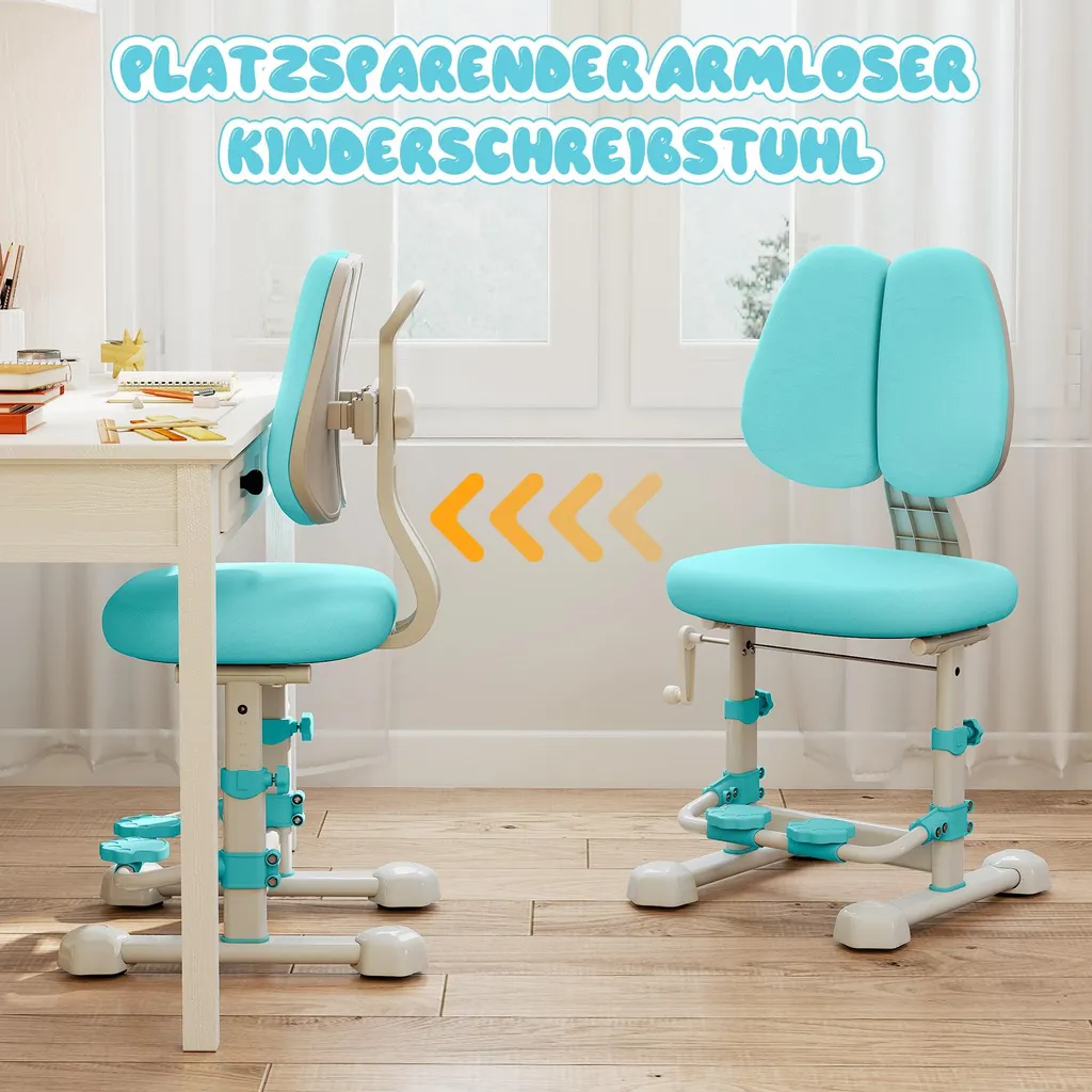 Sedia da Scrivania COSTWAY per Bambini Blu Ergonomica Regolabile - 9