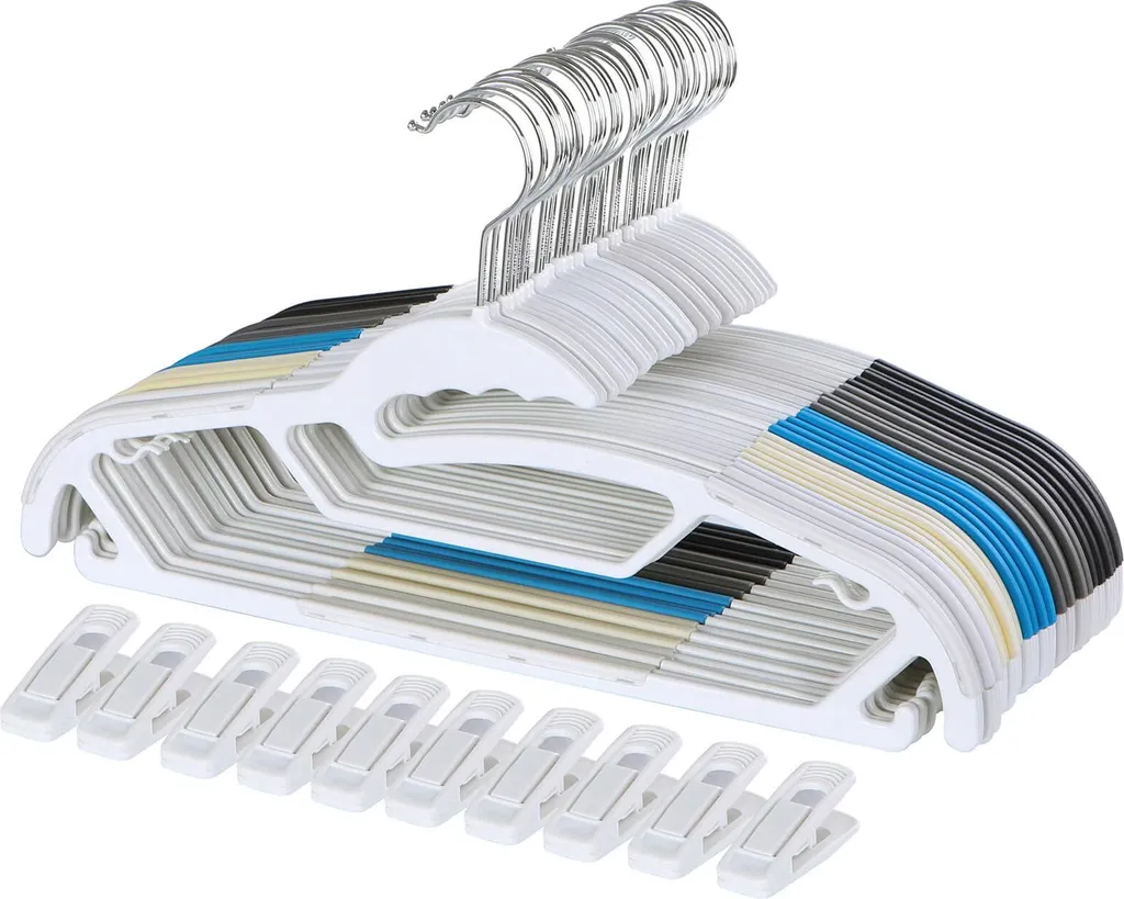 50 Appendiabiti Salvaspazio Plastica Multicolore | Organizzazione Armadio