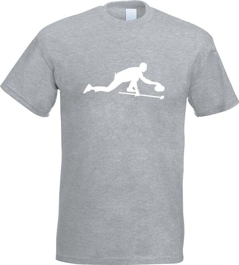 Kiwistar - T-Shirt - Graumeliert - Curling Spieler Curlingspieler Motiv Bedruckt Funshirt Design Print - mit Motiv Bedruckt - Funshirt Design - Spo...