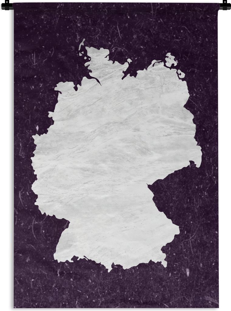 MuchoWow Wandteppich Wandbehang Karte - Deutschland - Weiß 60x90 cm Tapisserie Dekoration Wandtuch - Foto-Teppich - Abwaschbar