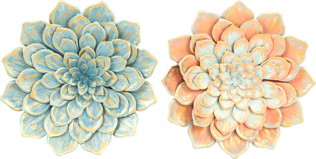 Décoration murale fleur bleue orange 61cm: cachez les murs vides