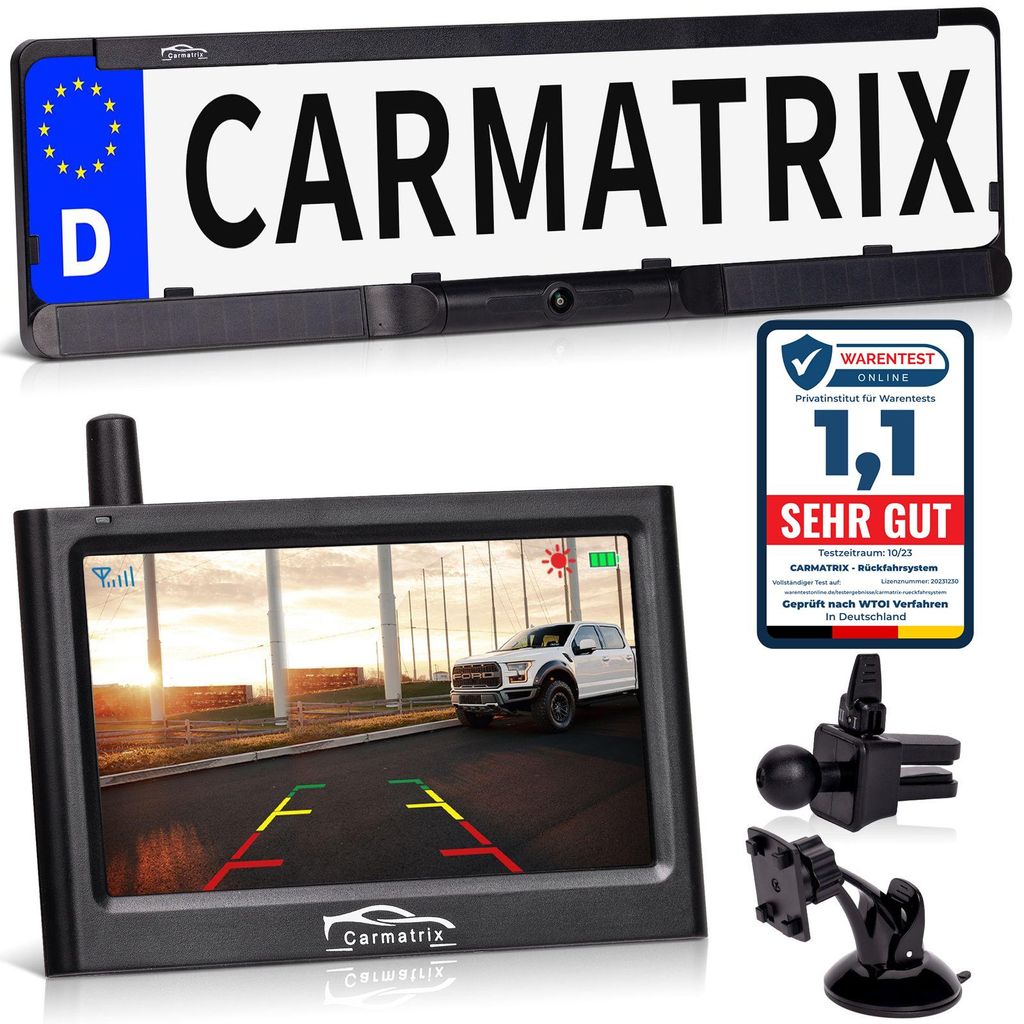 CARMATRIX Solar Funk Rückfahrkamera im Kennzeichen mit Produktbild 