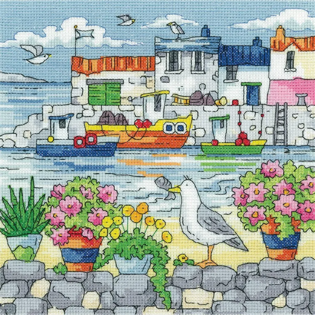 Kit de Broderie au Point de Croix Complet Motif Fleurs 20,5x20,5 cm