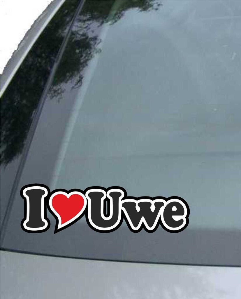 INDIGOS UG - Aufkleber / Autoaufkleber I Love Heart - Ich liebe mit Herz 15 cm - I LOVE Uwe - Auto LKW Truck - Sticker mit Namen vom Mann Frau Kind