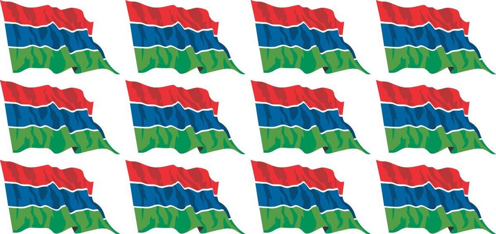 Mini Aufkleber Set - Pack wehend - 50x31mm - selbstklebender Sticker - Fahne - Gambia - Flagge / Banner / Standarte fürs Auto, Büro, zu Hause und...