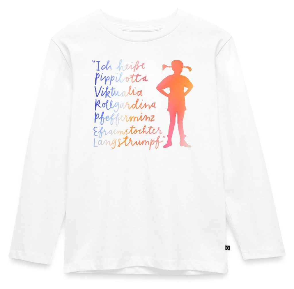 Spreadshirt Pippi Langstrumpf Ich Heiße ... Kinder Premium Langarmshirt, 134/140 (8 Jahre), Weiß