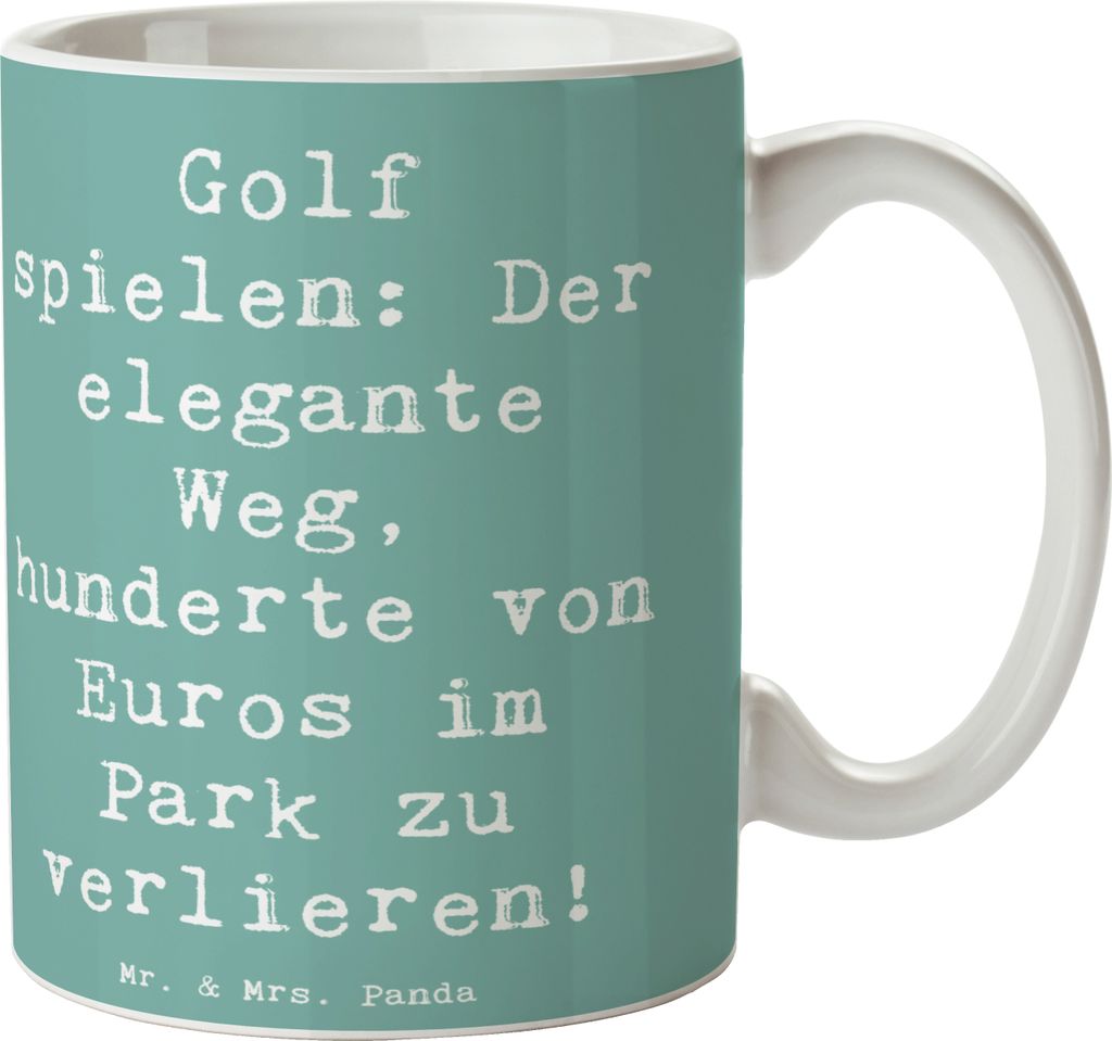 Mr. & Mrs. Panda Bürotasse Spruch Golf Eleganz - Meeresbrise - Geschenk, Sportler Geschenke, Konzentration, Tasse, Kaffeebecher, kakaobecher, Spa...
