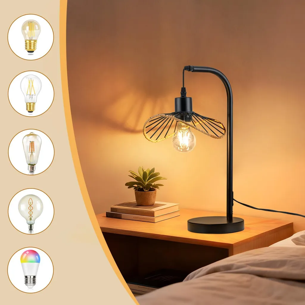 Lampe de Bureau E27 Style Industriel avec Câble et Interrupteur