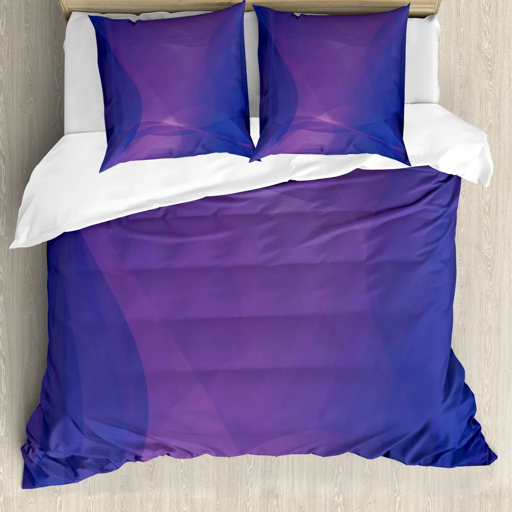 ABAKUHAUS Copripiumino Indigo, Indigo Wellig Arte moderna, Antiacaro Adatto a chi soffre di allergie con federe, 200 cm x 200 cm - 80 x 80 cm, Viola e blu scuro