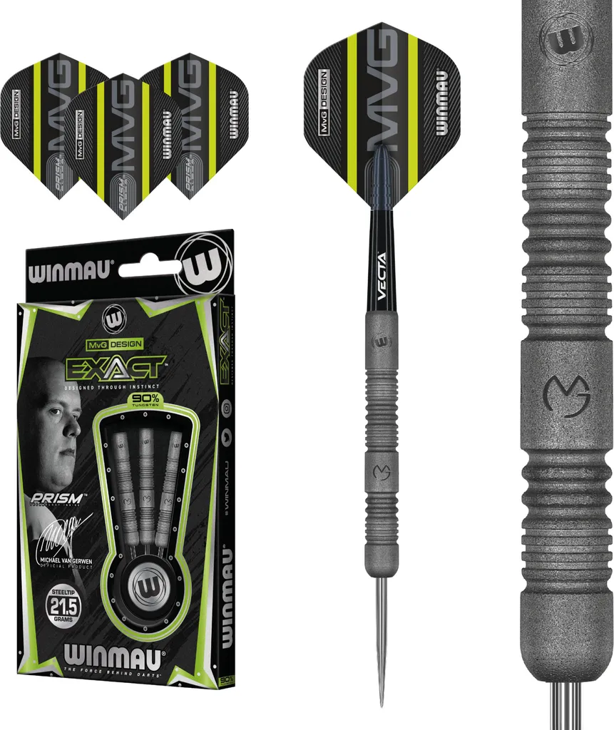 Winmau MvG Exact 23g Fléchettes avec Grip Haute Précision et Finition Mate