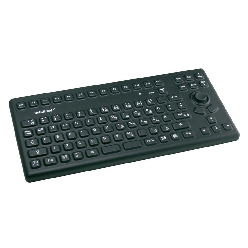 GETT InduProof3 Silikon Tastatur mit Maussteuerung IP68 wasserdicht desinfizierbar schwarz 86 Tasten Layout: DE