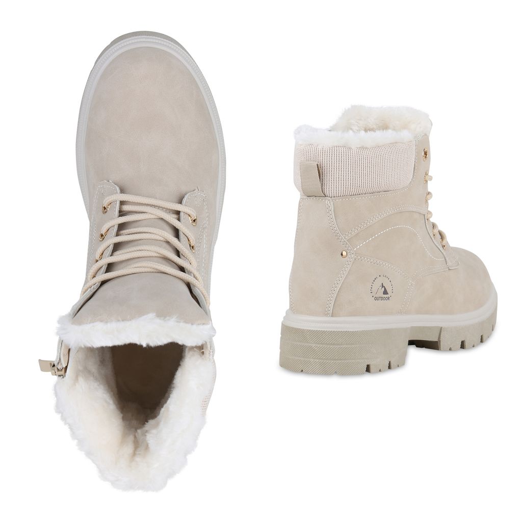 VAN HILL Damen Warm Gefütterte Worker Boots Stiefeletten Produktbild 3
