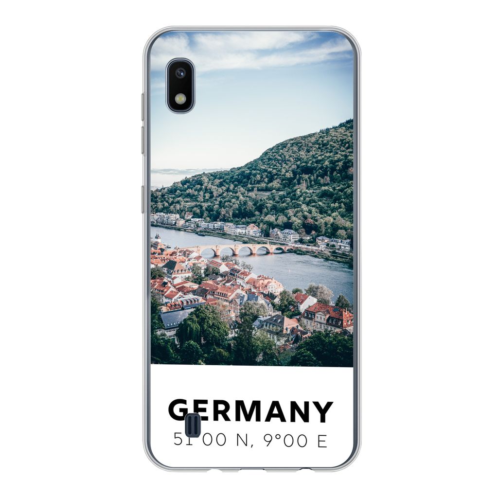 MuchoWow Handyhülle Schutzhülle Hülle für Samsung Galaxy A10 Deutschland - Heidelberg - Sommer Silikon Softcase Handy Hülle - Schutzhülle