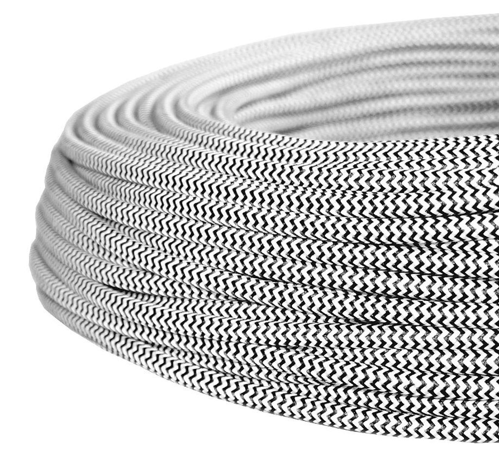 Textielkabel, strijkijzer, zwart-wit, zigzagpatroon, type Productafbeelding 