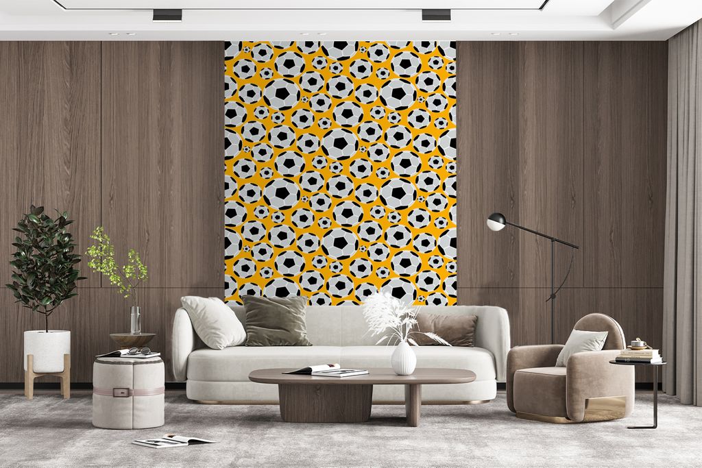 MuchoWow Fototapete für Wohnzimmer oder Schlafzimmer Wandtapete Vinyl Motivtapete Schnittmuster - Sport - Fußball - Jungen - Kinder - Junge - 1...