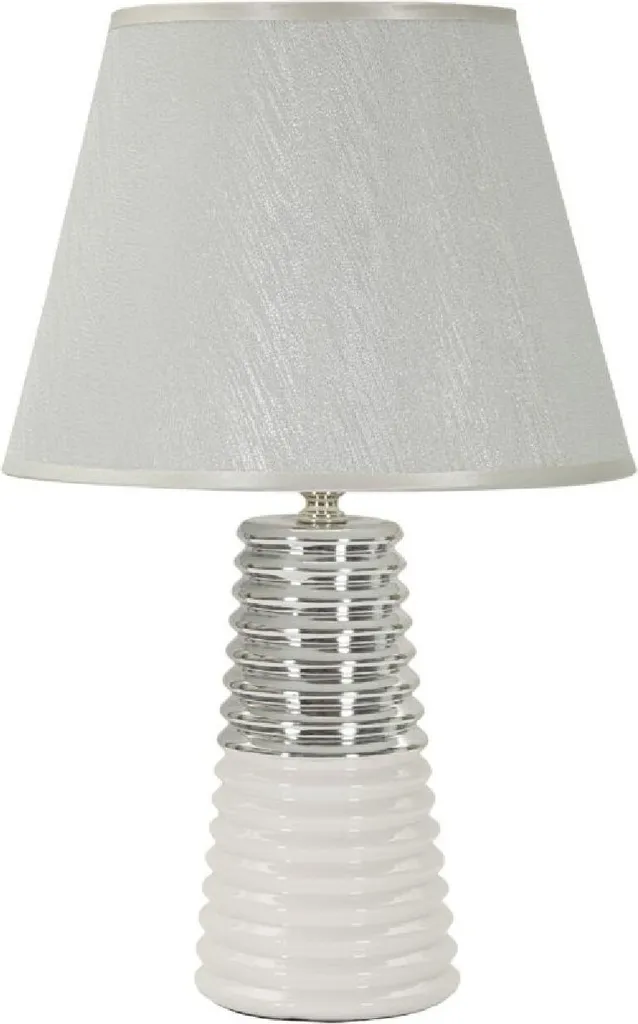 Lampe de chevet design blanc argenté Candela Mauro Ferretti E27 41cm