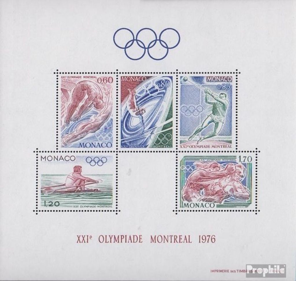 Briefmarken Monaco 1976 Mi Block9 (kompl.Ausg.) gestempelt Olympische Sommerspiele76 Montreal
