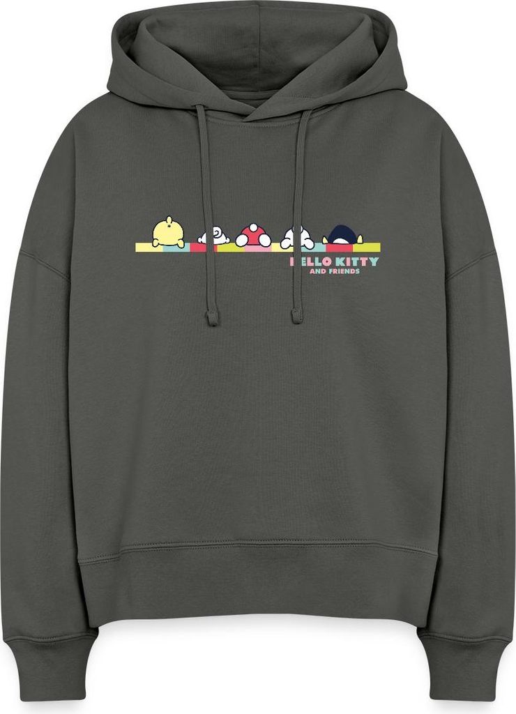 Spreadshirt Hello Kitty And Friends Pose Frauen Boxy Organic Hoodie, M, Anthrazit
