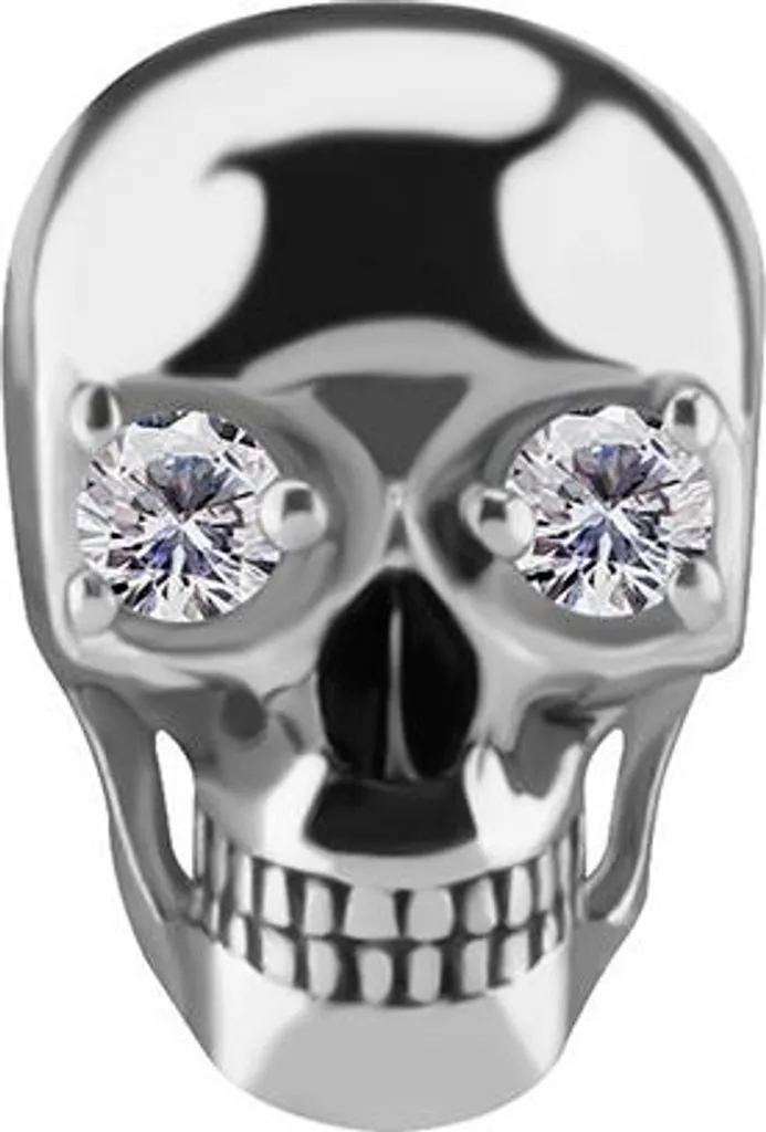 Bijou Crâne CoCr NF Anti-Allergie à Fermeture Rapide et Zircone Argent