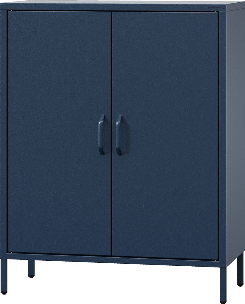 Jan Nowak Kommode mit Doppeltür VITO kleiner Schrank Magnetverschluss verstellbare Einlegeböden Metall Wohnzimmer Flur 80 x 101,5 x 40 cm, Dunkel...