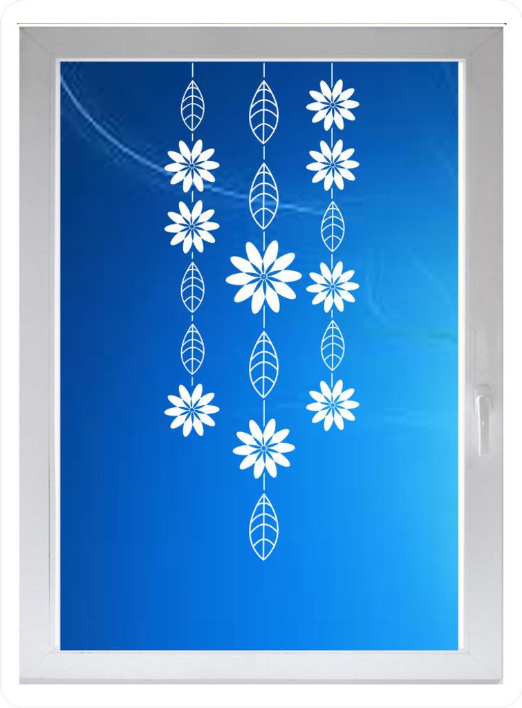 INDIGOS UG - Wohnzimmer Blumen Punkte Ornament - Farbe: weiss - 60x24 cm - Sichtschutzfolie - Fensterfolie - Glasdekorfolie - für die Küche, Wohn...
