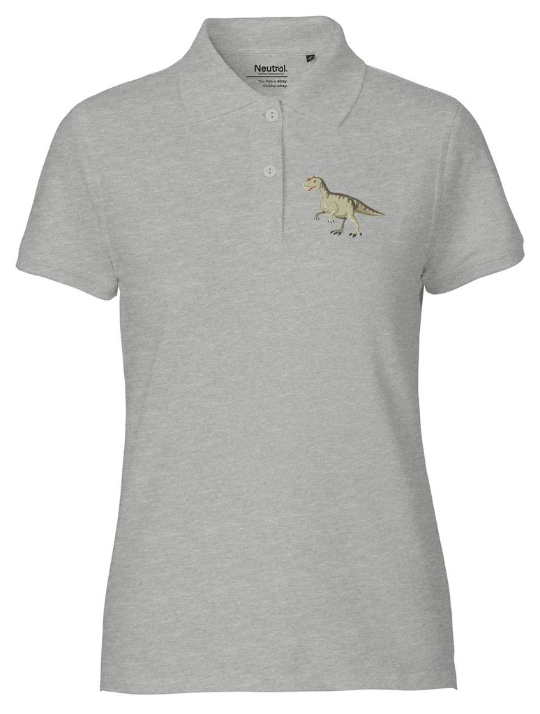 Huuraa Damen Polo Shirt Allosaurus Dinosaurier S Sport Grey Bio Baumwolle Fairtrade Poloshirt Geschenkidee