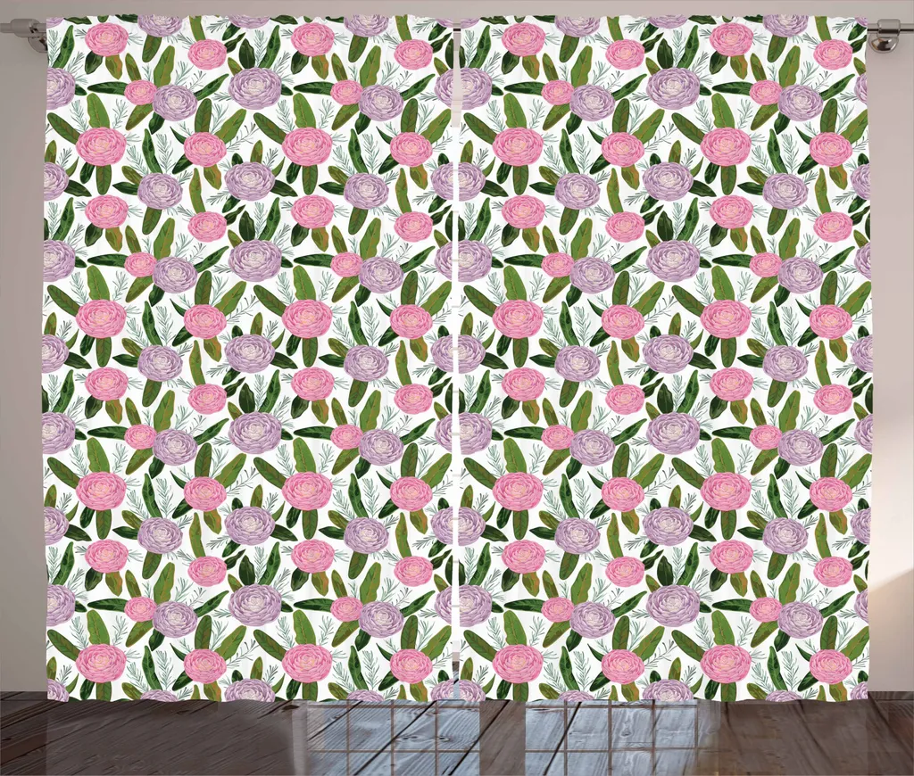 Tende Lavabili ABAKUHAUS 280x225: Fiori Lilla per Soggiorno Pratico