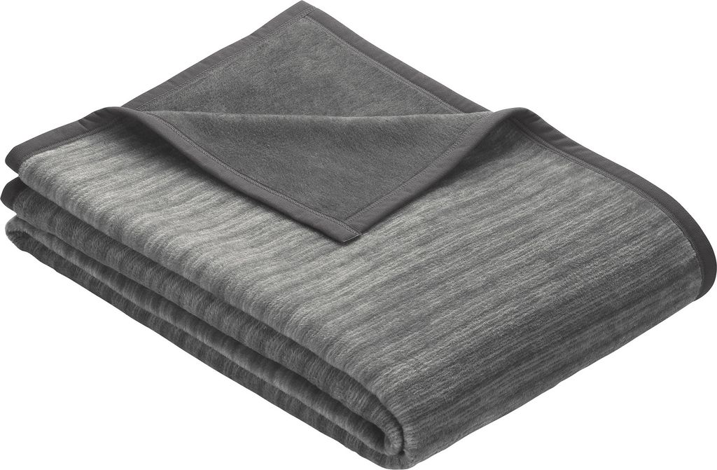 Ibena Kuscheldecke Fano 150x200 cm - Baumwollmischdecke anthrazit einfarbig, Wolldecke, Sofadecke kuschelweich