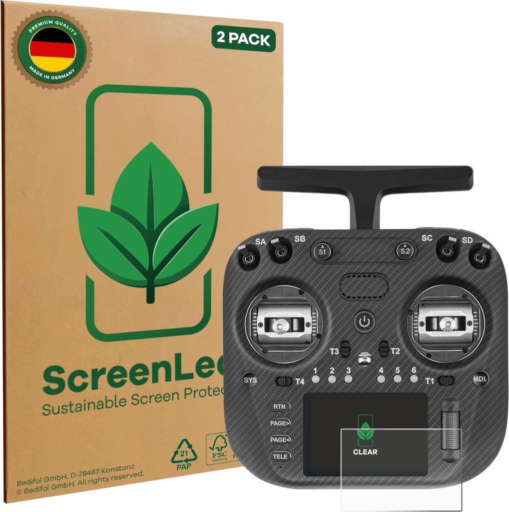 2x ScreenLeaf Schutzfolie für Radiomaster TX15 Max nachhaltiger Displayschutz Display Schutz Folie Klar Transparent