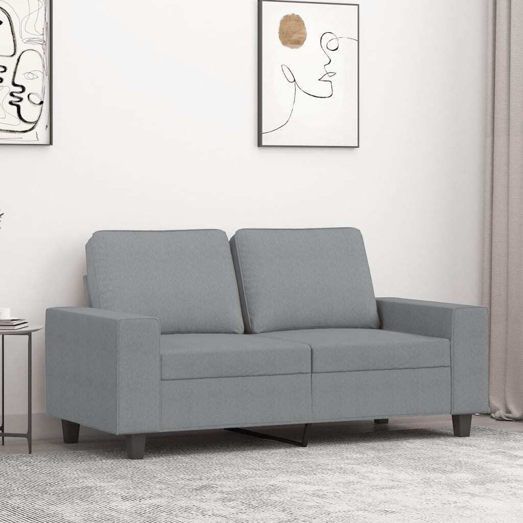 "im Angebot" 2-Sitzer-Sofa - Stoff (100 % Polyester) - Wohnzimmer Sofa - Hellgrau 120 cm Stoff - Klassische Sofas CC16547