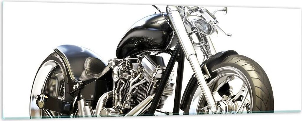Bilder auf glas - Motorrad Motor Geschwindigkeit Chrom - 90x30cm - Glasbilder - Wandbilder - Kunstdruck - Wanddekoration aus Glas - Glas Bilder - W...