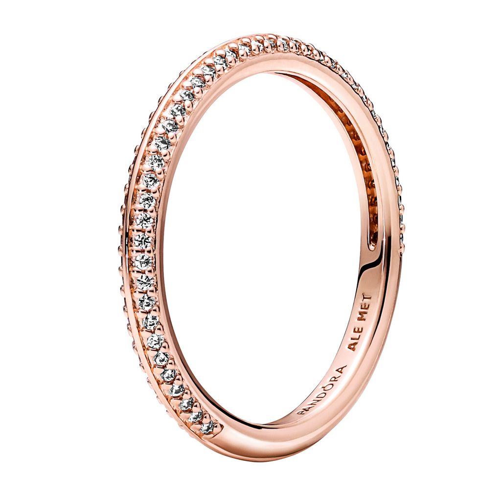 Pandora Me Pave Ring 189679C01 Stackable 14k Rose Gold-plated clear cubic Zirkonia Damenring 16