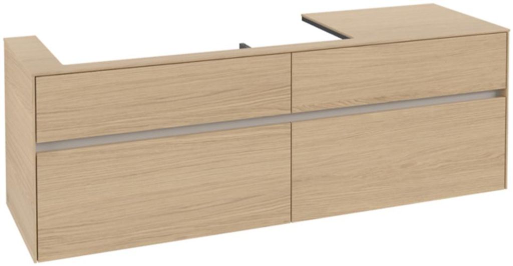 Villeroy & Boch Collaro Waschbeckenunterschrank, 4 Auszüge, Waschbecken links, Wandmontage, 1600x548x500mm, C02900VJ