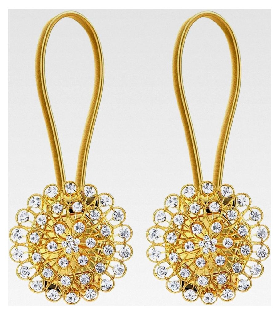 Magnetische Raffhalter, Kristall-Vorhanghalter, Blüten-Diamant-Clips mit dehnbarem Drahtseil, für die Dekoration im Heimbüro (Goldgypsophila) 2 ...