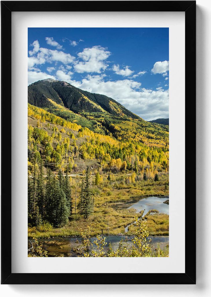 Bergvegetation Landschaft– Wandbild mit Rahmen – Gerahmtes Bild – Wanddekoration – 40x60 cm – Schwarz