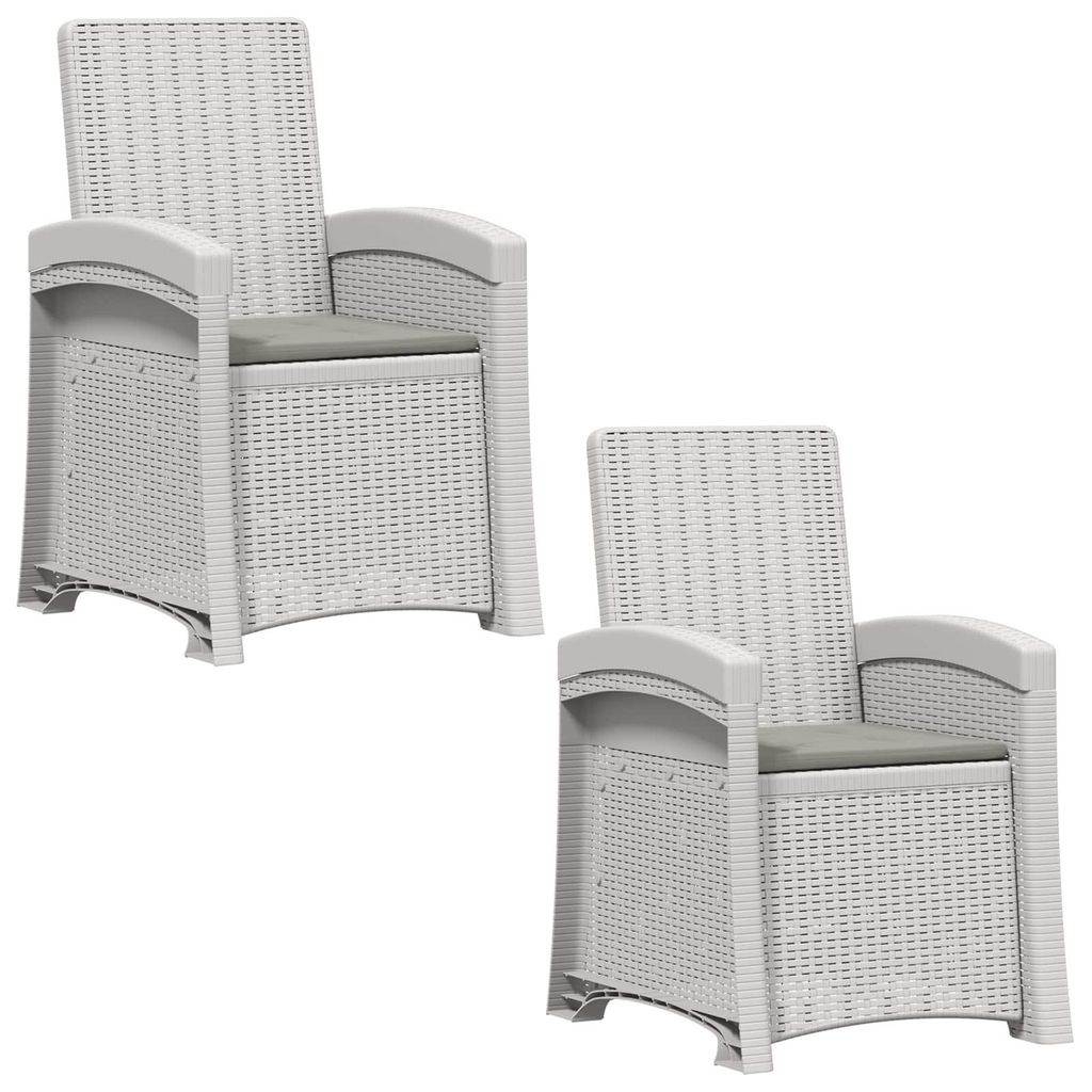 vidaXL Liegesessel Garten Rattan-Optik 2 pcs Weiß und Hellgrau PP