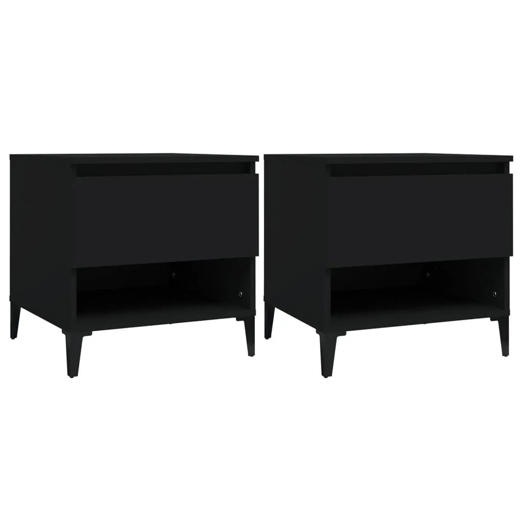 Set 2 Tavolini Bassi Neri 50x46x50 cm | Materiale Legno Resistente